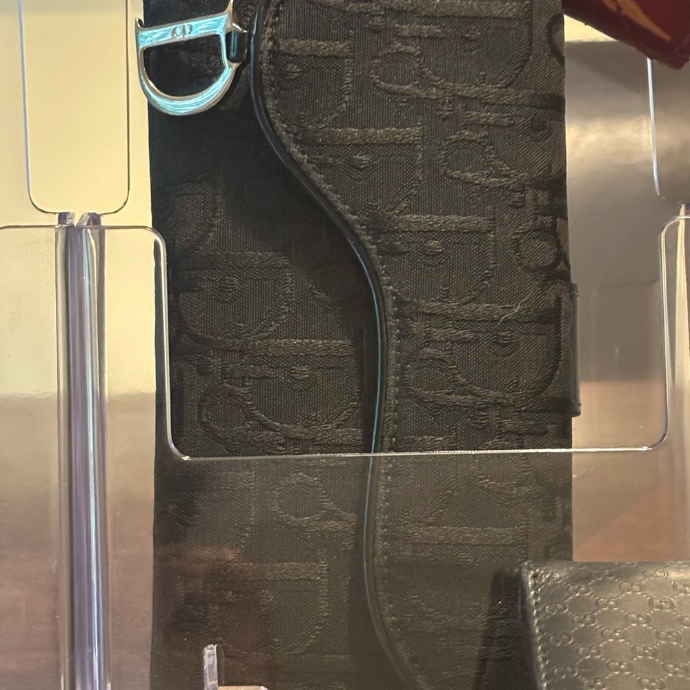 Black Dior Monogram Saddle Wallet